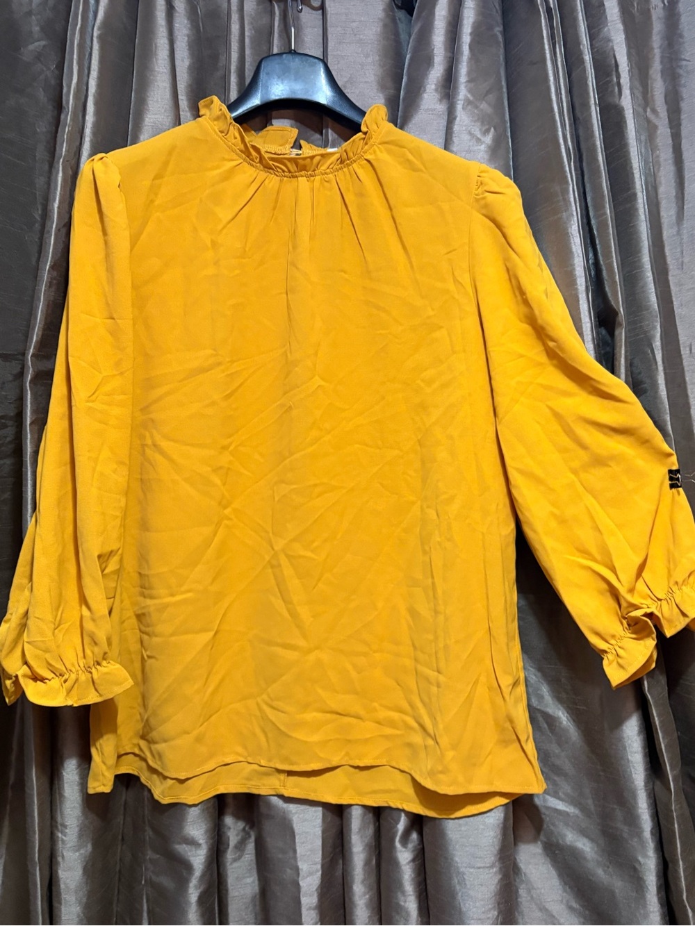 Avanova Ruffle-Neck Blouse in Mustard Yellow #1862
